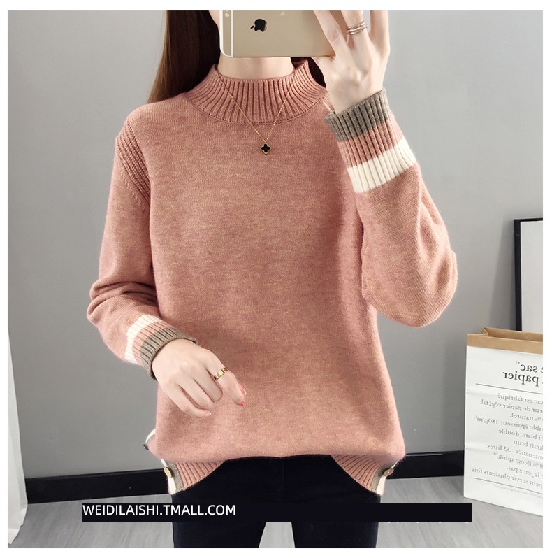 Half high collar easy Plush thickening knitting ma'am sweater