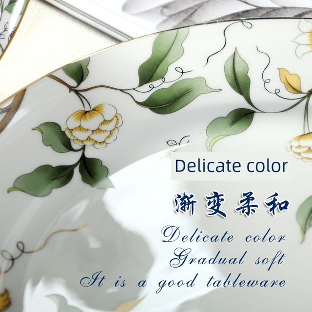Plate dish dish home Tangshan bone porcelain rice plate deep plate soup plate ceramic western food plate Champs Elysees fruit plate plate plate plate plate plate