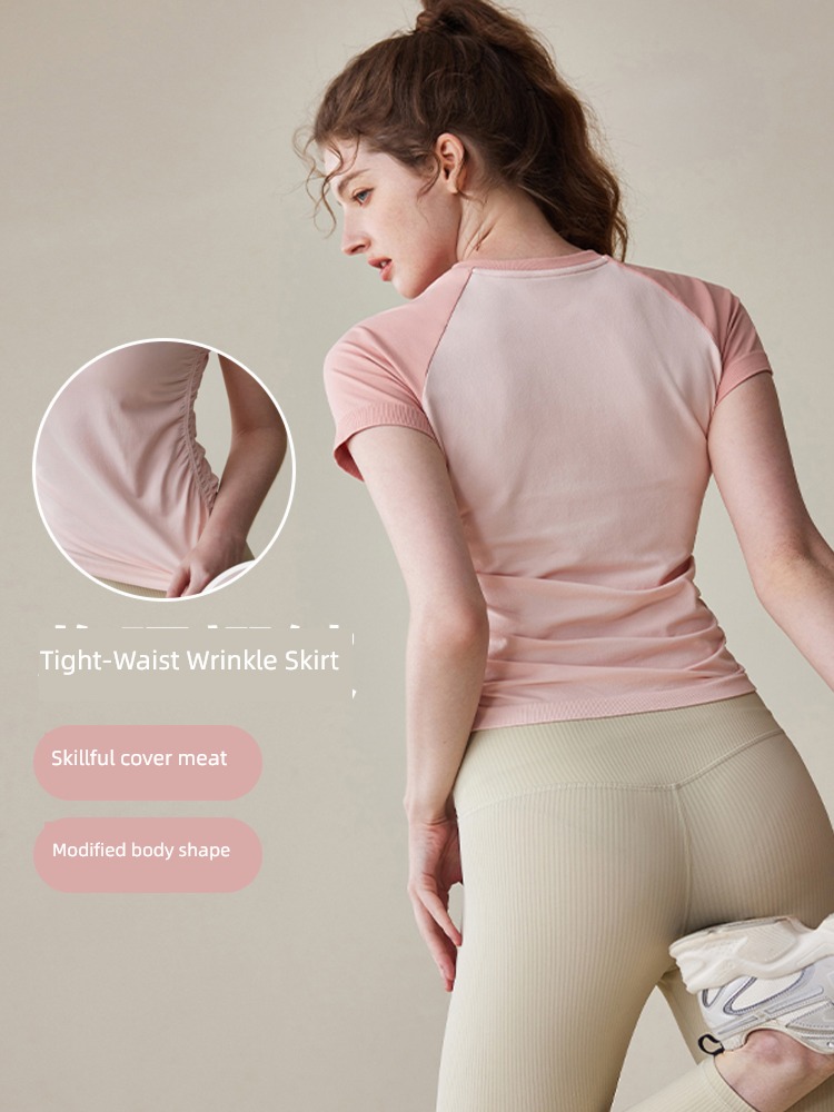 female summer Short sleeve pilates train T-shirt Yoga clothes