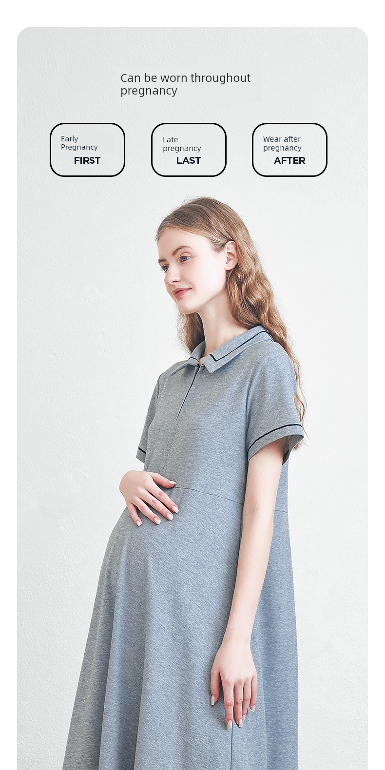 American Fisher Pregnant Women Dress Summer Plus Size Loose Polo Collar Tops Small Short Sleeve New Arrival Maternity — 5