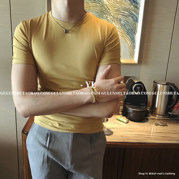 the republic of korea Dongdaemun man Tight fitting solar system Short sleeve T-shirt