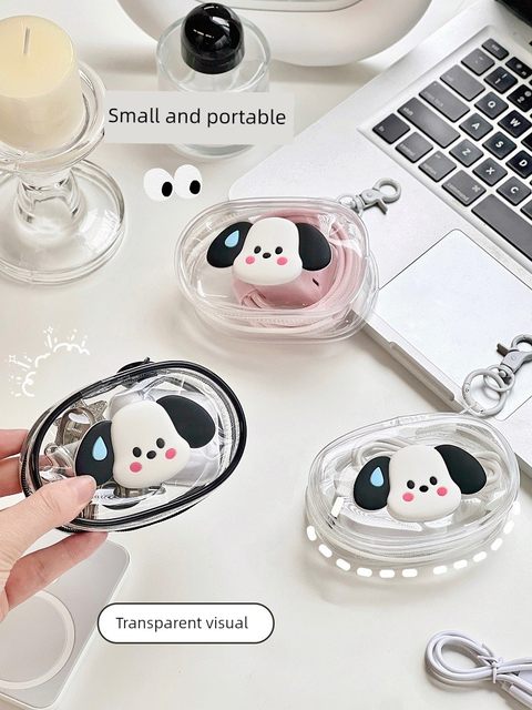 Transparent data cable storage bag portable waterproof travel simple key ring pain bag blind box figure storage bag pendant