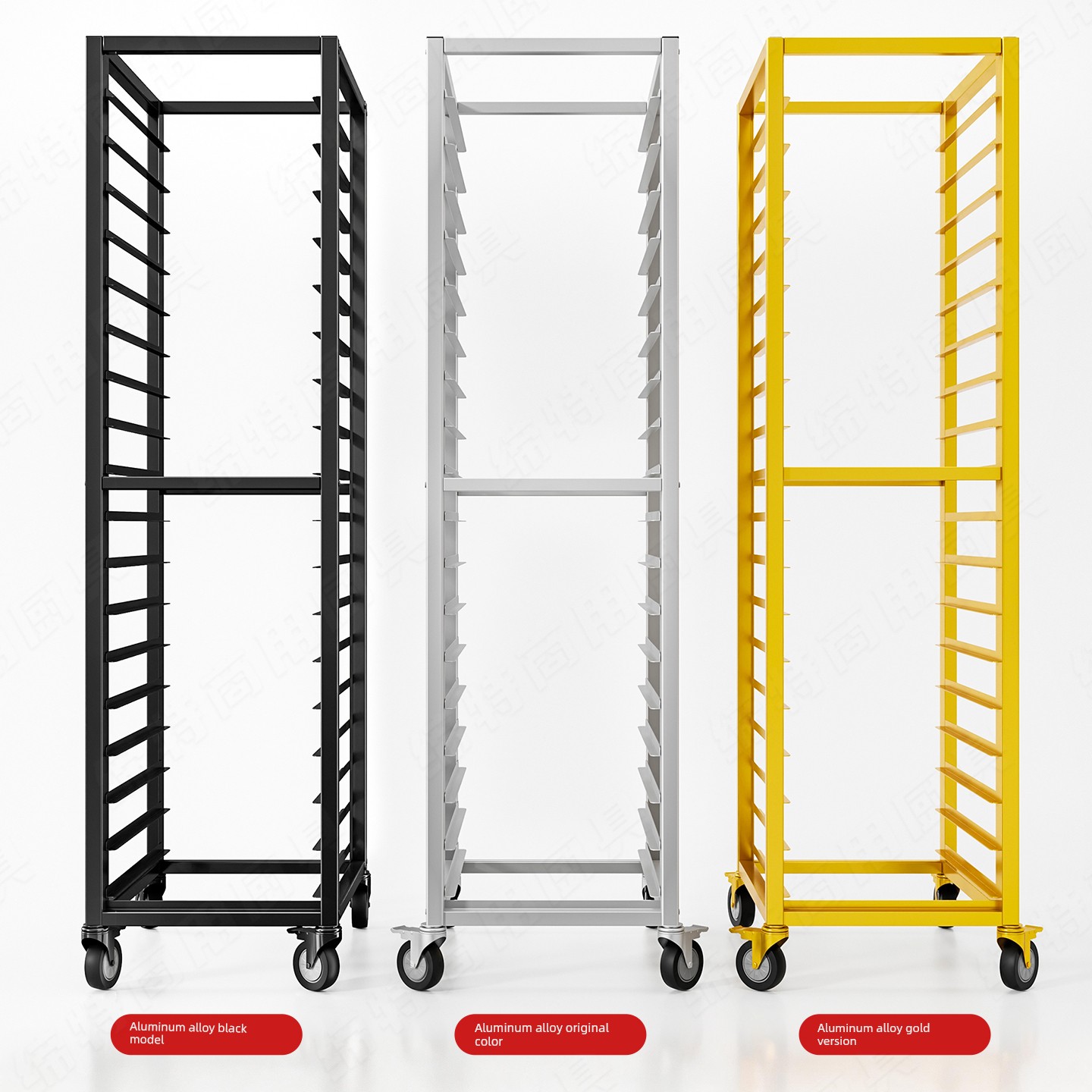 Aluminum Alloy Baking Tray Rack Transparent Enclosed Multi-Layer Bread Baking Tray Cart Storage Rack Baking Rack Cart