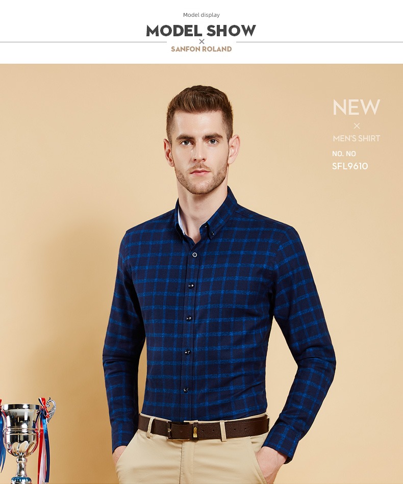 Broken code Clearance Sanding Long sleeve leisure time lattice shirt