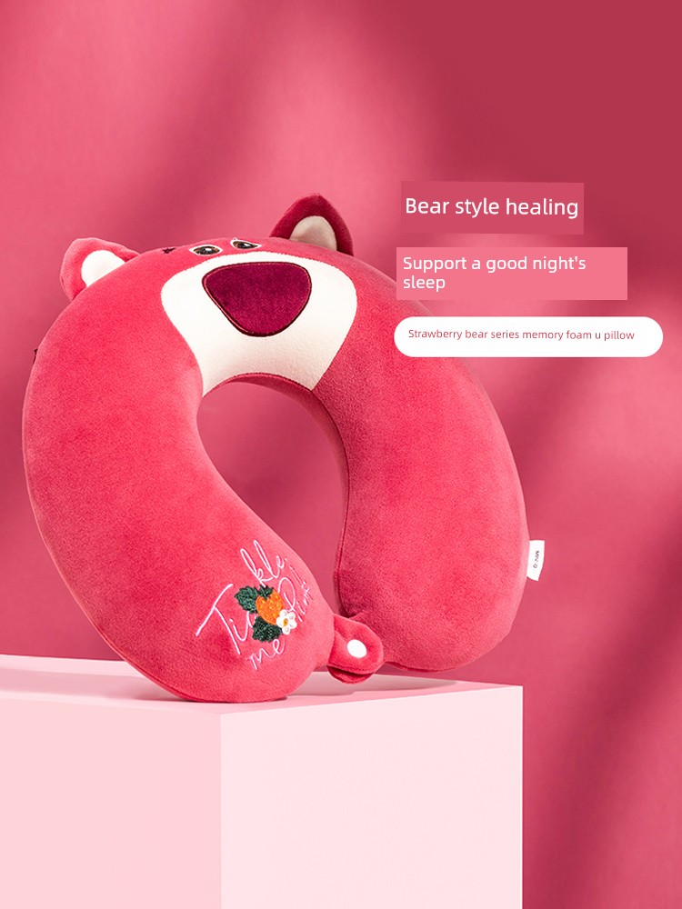 Miniso MINISO U-Shape Pillow Strawberry Bear U-Shaped Pillow High-Speed Rail Long-Distance Vehicle Sleeping Pillow Neck Pillow Kids Headrest