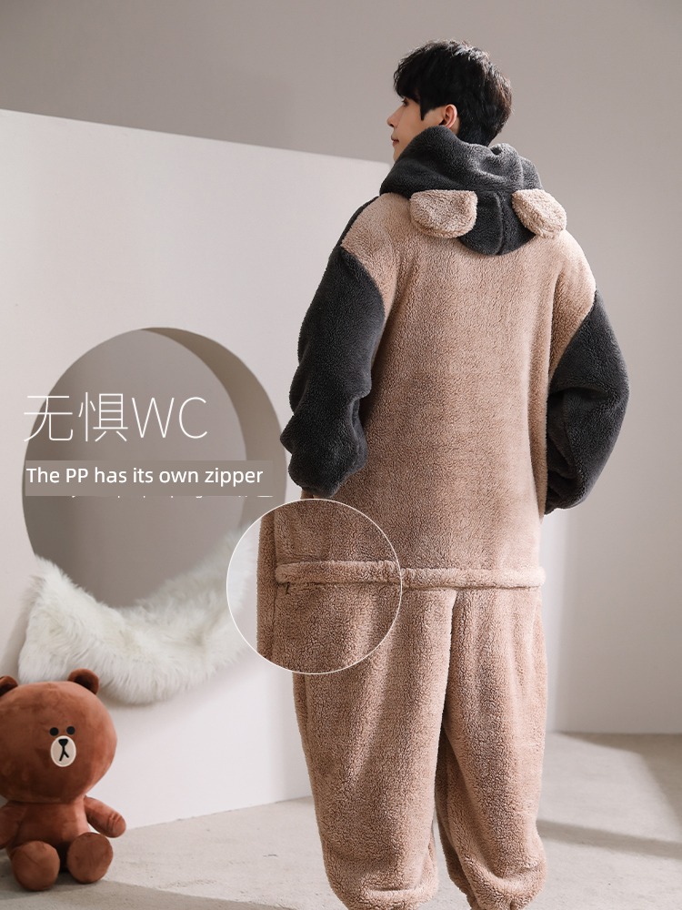 Desmond thickening Coral velvet Conjoined lovers pajamas