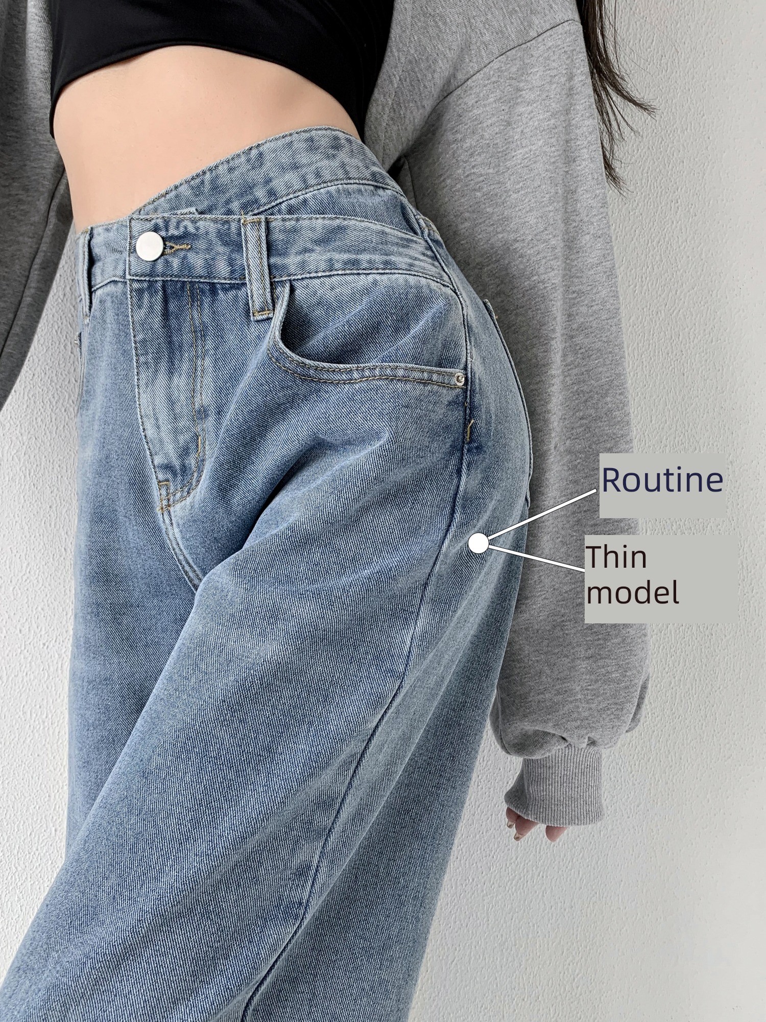 light colour Spring and summer High waist Design sense niche Jeans