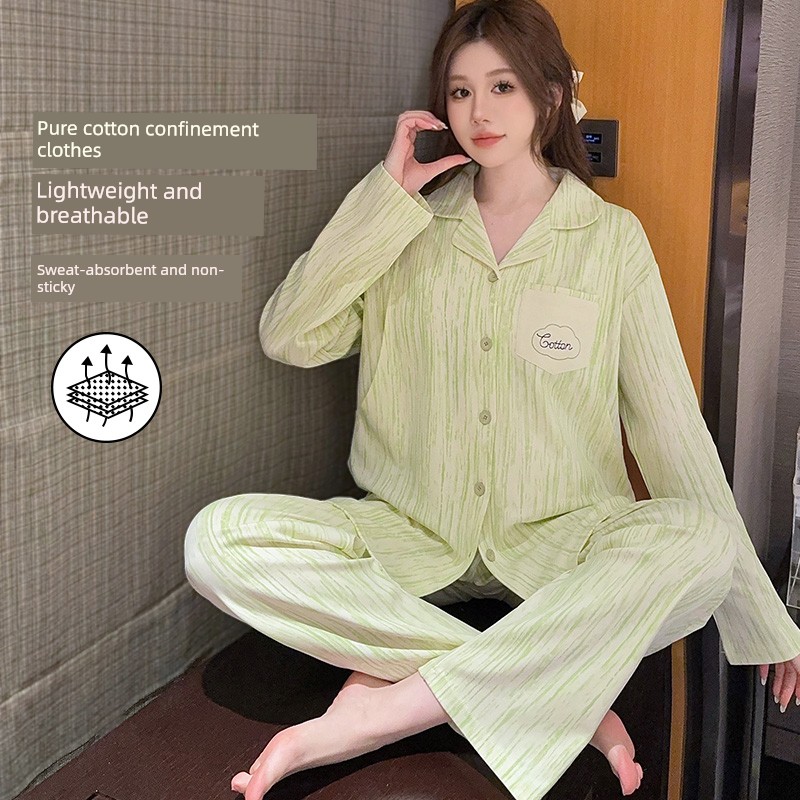 Pure Cotton Postpartum Clothing, Autumn and Winter Postpartum Nursing Pajamas for Women, Special for Breastfeeding, Spring and Autumn Maternity Home Wear, — 2