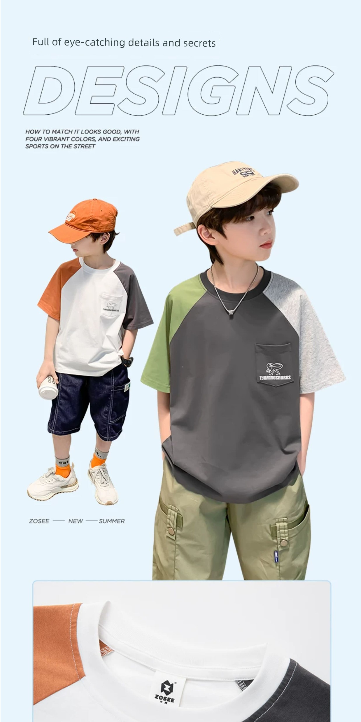 Zuoxi Children's Clothing Boys' Short-Sleeve T-Shirt Kids' Summer Wear 2026 New Summer Pure Cotton Half-Sleeve Boys' Top for Older Children — 13