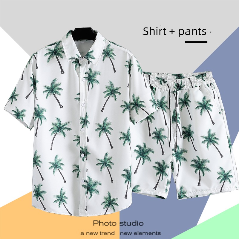 tide suit Hawaii on vacation seaside sandy beach Short sleeve