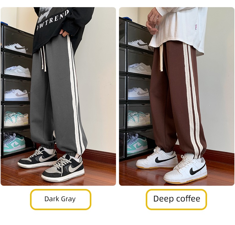 Plush Men's style Autumn and winter leisure time easy Tie one's feet trousers