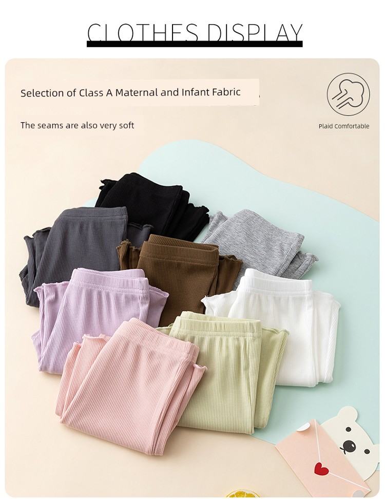 Category a Girls' Flared Pants, Summer Thin Leggings, Black Children's Cropped Pants, Modal Baby Flared Pants, White — 5