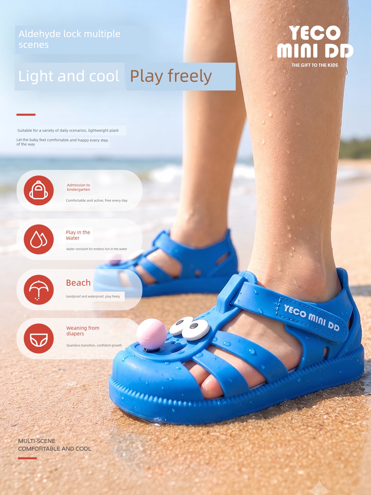 Yecominidd Kidsren's Sandals Summer New Kidsren's Shoes Girls' Toe-Toe Roman Shoes Boys' Wading Jelly Shoes — 2