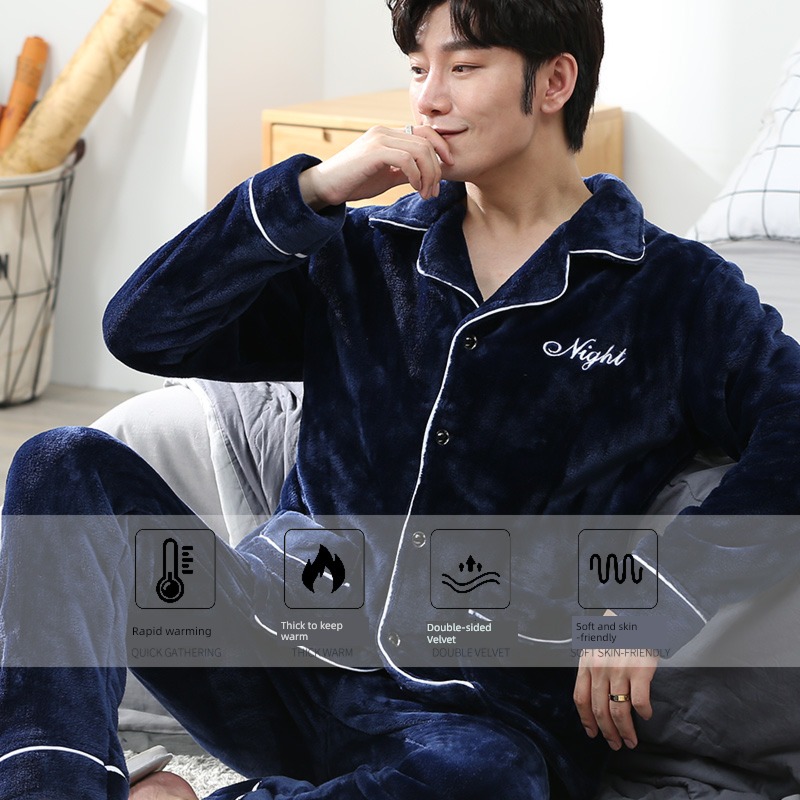 NGGGN male thickening Coral velvet Winter money suit pajamas
