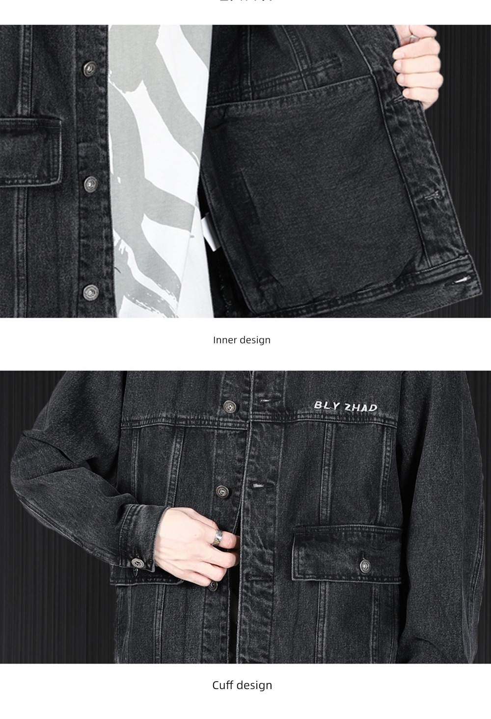 Chaopai black autumn easy Plush cowboy Jacket