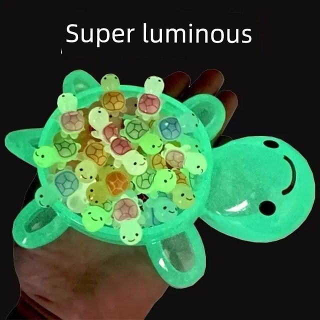 Open cover 17cm giant luminous turtle pairs and luminous toy storage box small turtle doll gift