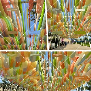 Beach Outdoor Wind-Driven Gauze Ceiling Drapes, Scenic Corridor Gauze Decorations, Shopping Mall Trendy Sunshade Wave Ga