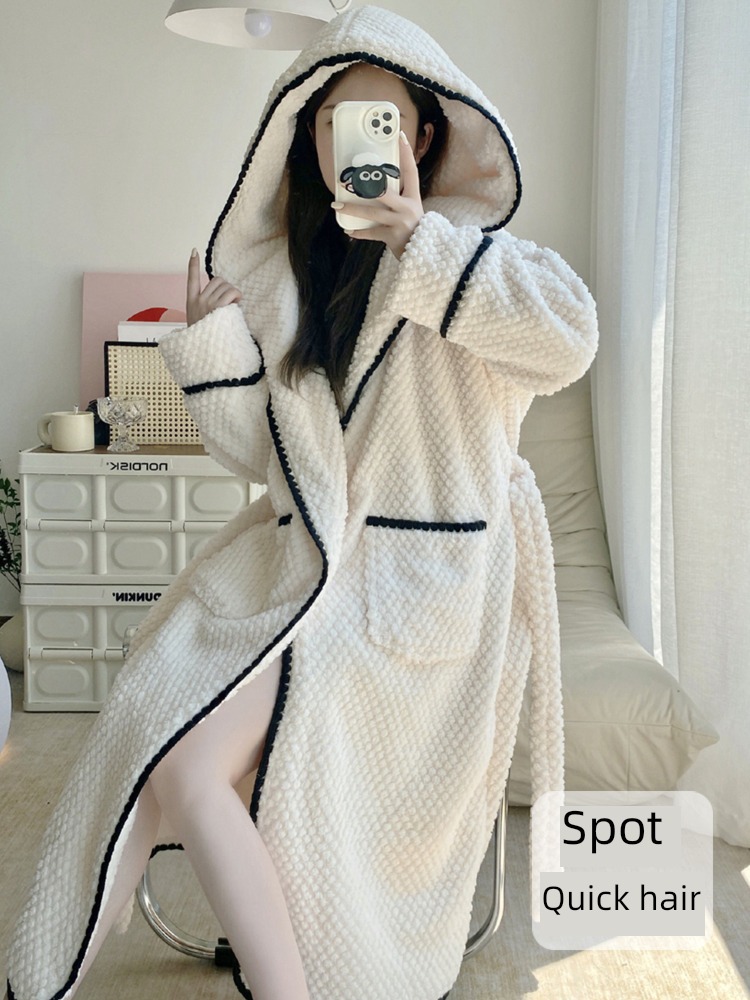 Net red wind female Quarterly payment Coral velvet sexy winter robe