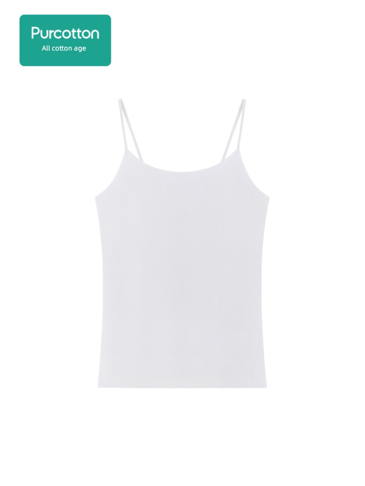 comfortable Simplicity female Antibacterial elastic force white pure cotton camisole