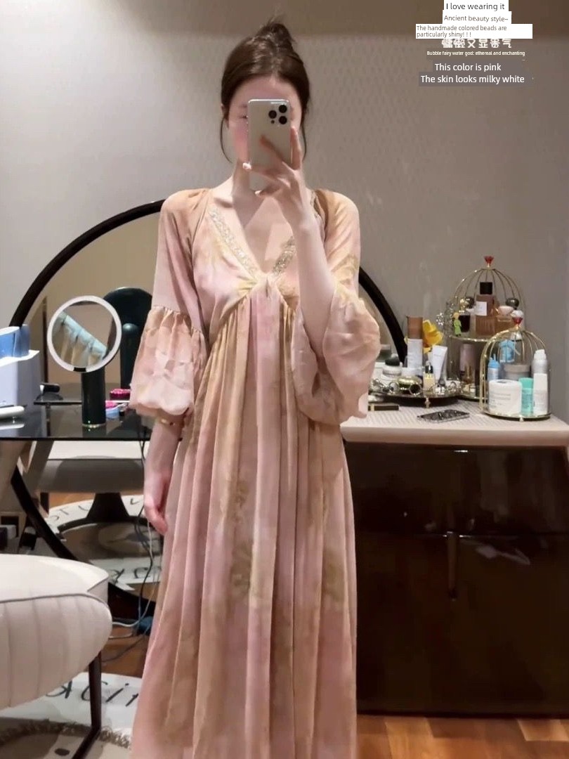 Maternity Spring Dress 2026 New Style Pregnancy Outfit, Sophisticated and Relaxed High-End Feel, Gradient Short Dress for Spring and Summer — 5