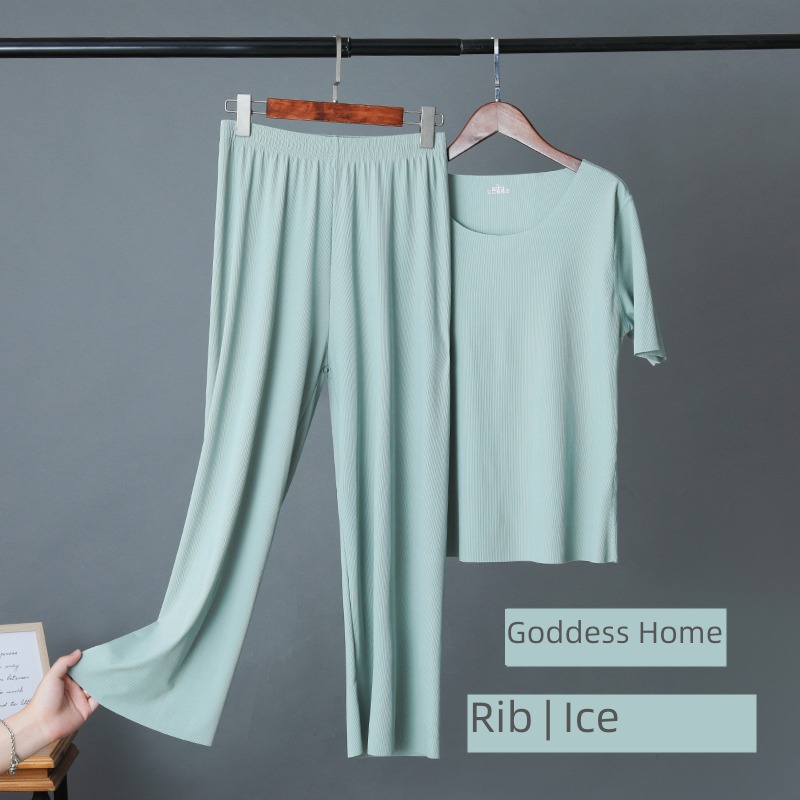 Rib Ice silk High elasticity ultrathin paragraph ma'am leisure wear