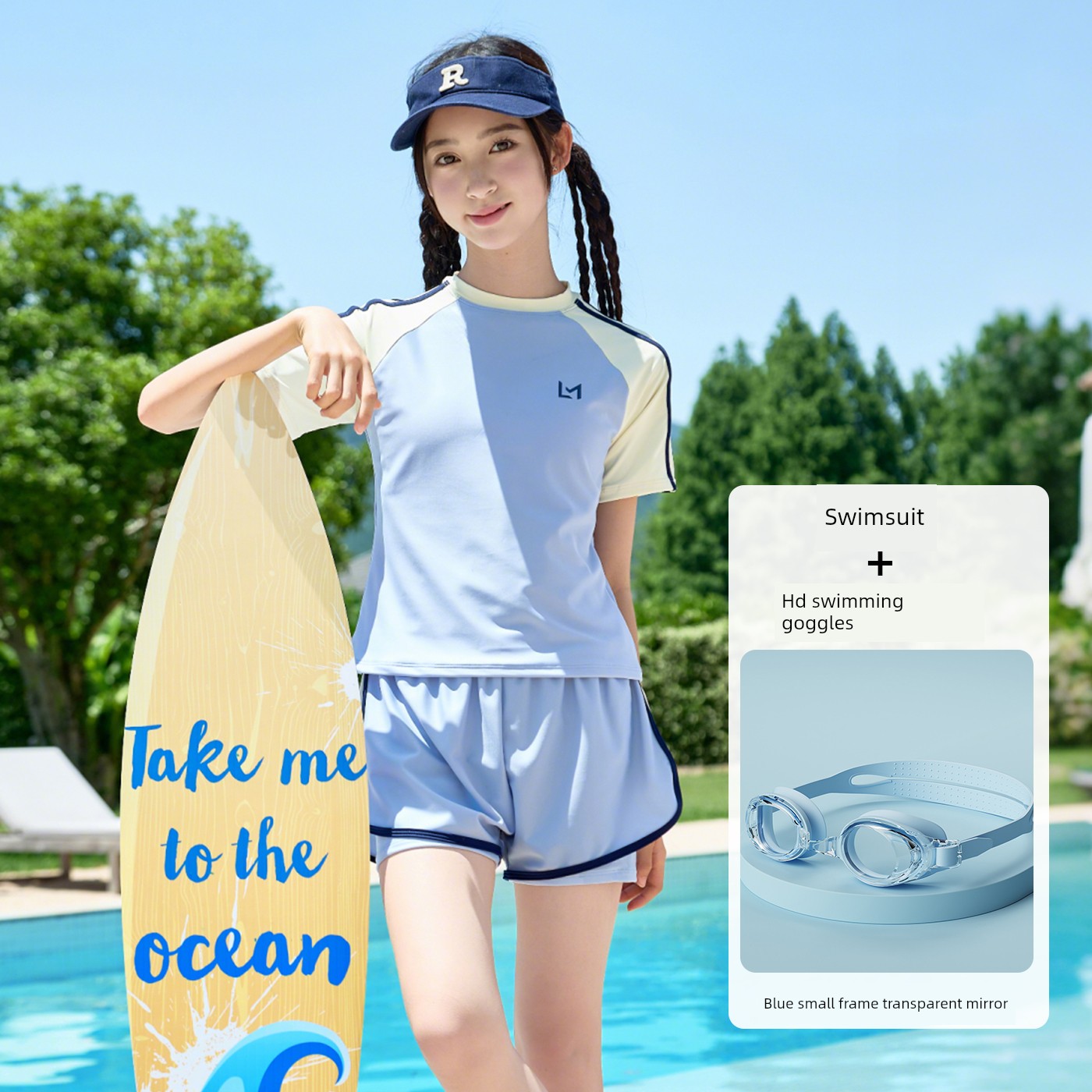 Girls' Swimsuit 2026 New Summer Model for Junior High School Girls with Chest Pads, Quick-Drying Two-Piece Swimwear for Older Children — 7