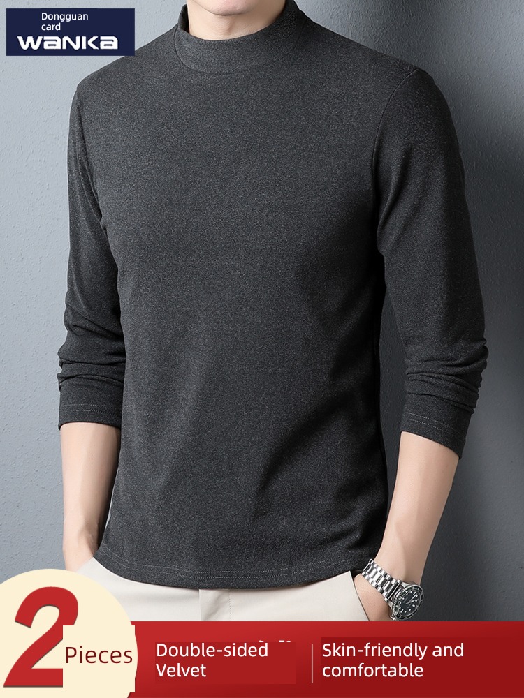 Half high collar Inner lap middle age dad easy T-shirt Sweater