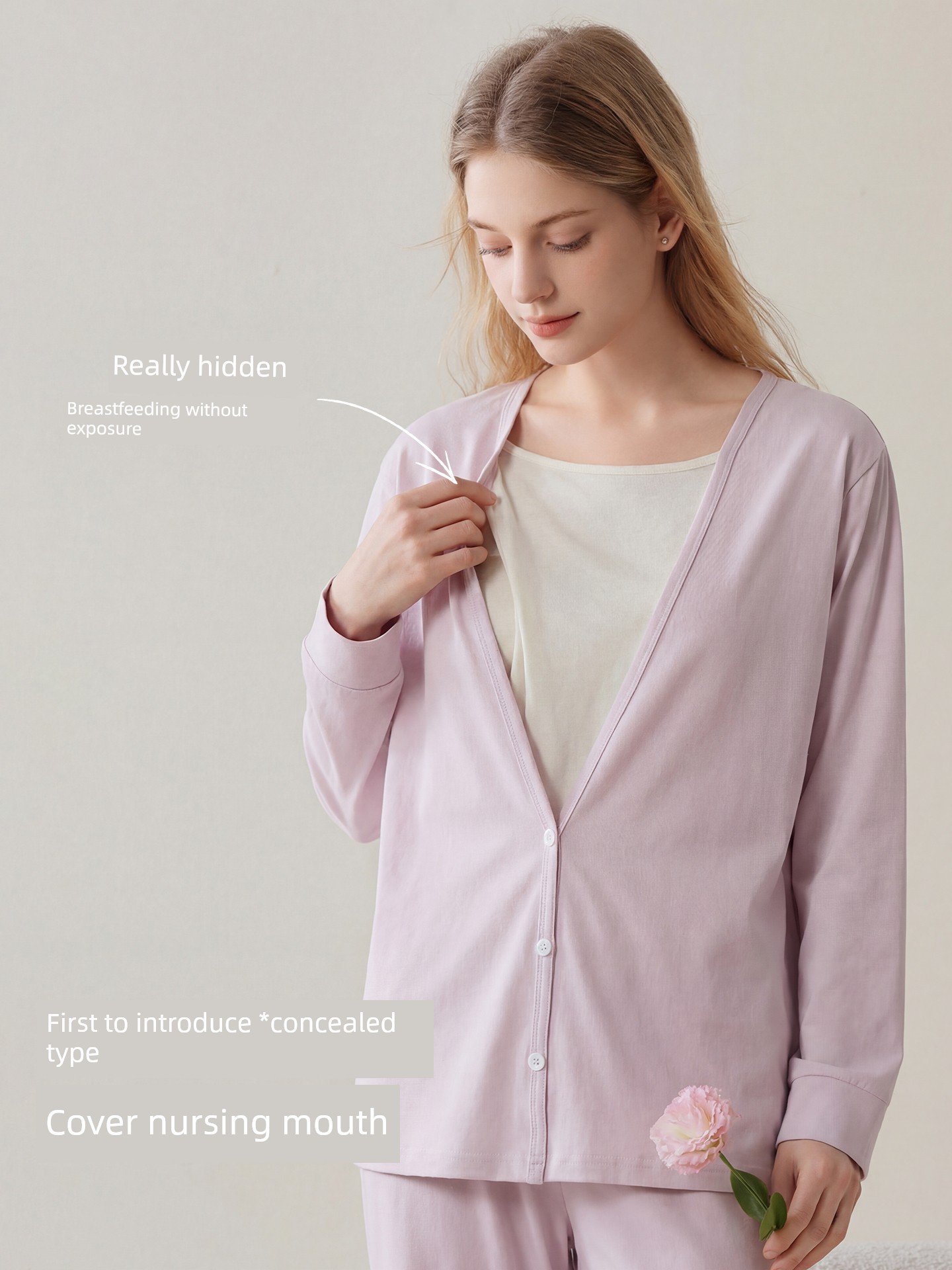 Fenyi Postpartum Clothing Autumn and Winter Pure Cotton Breathable Nursing Top for Pregnant Women Postpartum Breastfeeding Nursing Clothes for Going Out — 4