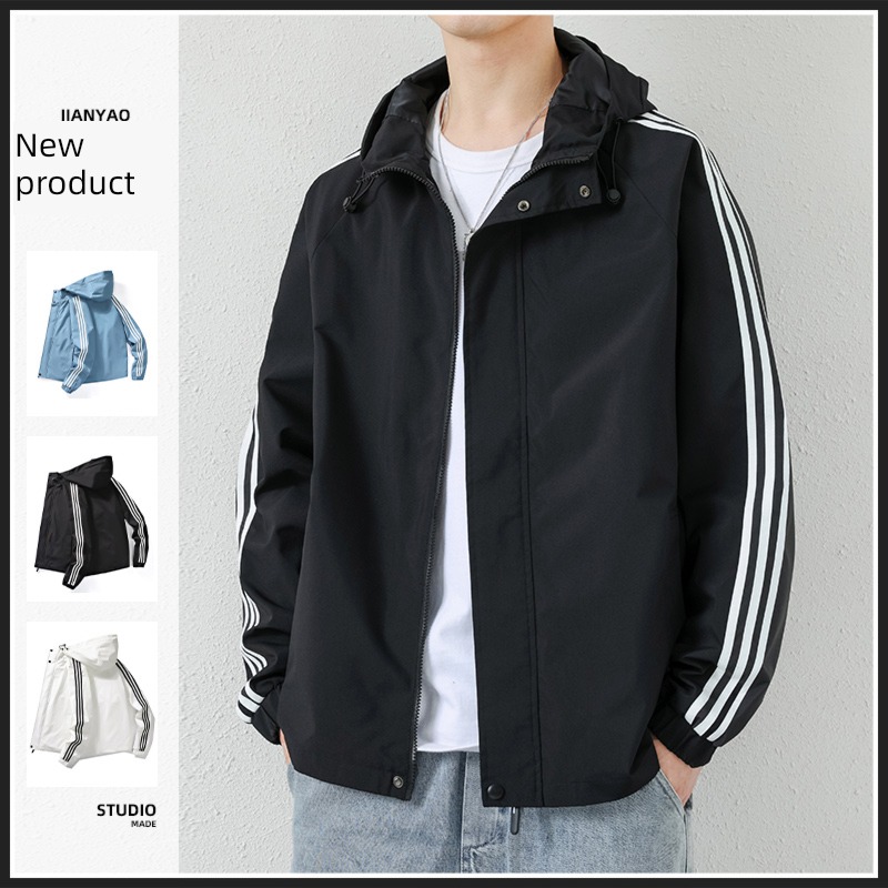 Chaopai easy stripe winter Hooded Jacket loose coat