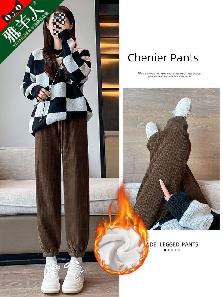 Autumn and winter thickening leisure time chenille  corduroy trousers