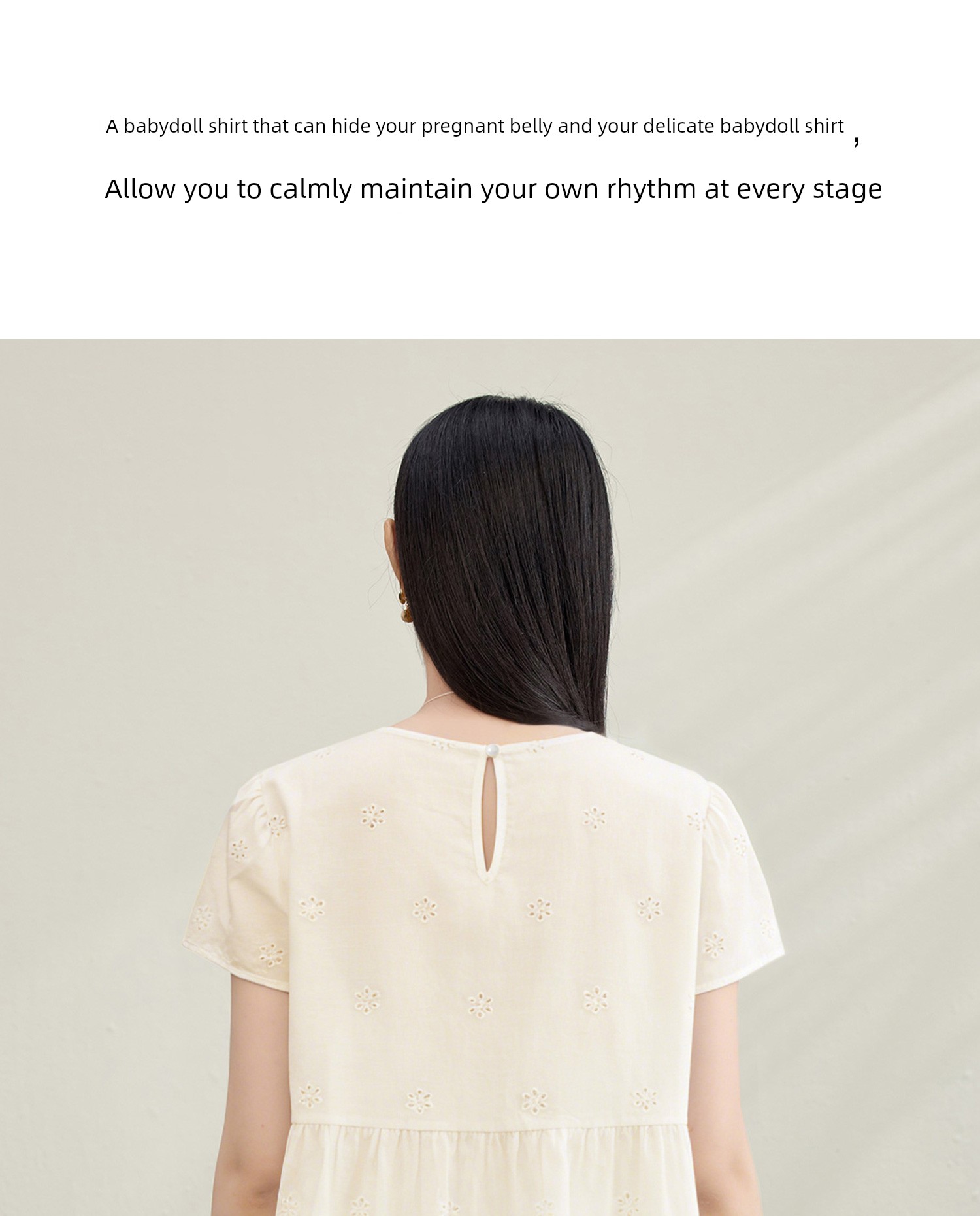 Pregnancy Premium Maternity Doll Shirt Summer Fashion Hollow Embroidery Belly Covering Elegant Top A-Line Version Maternity Short Sleeve — 14