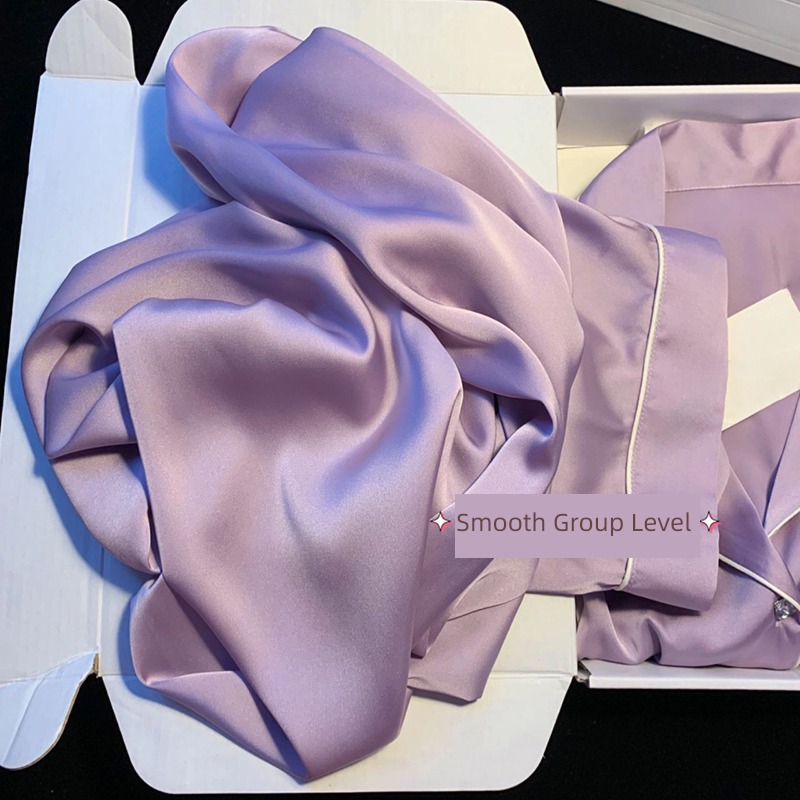 summer female Ins wind Advanced sense purple silk pajamas