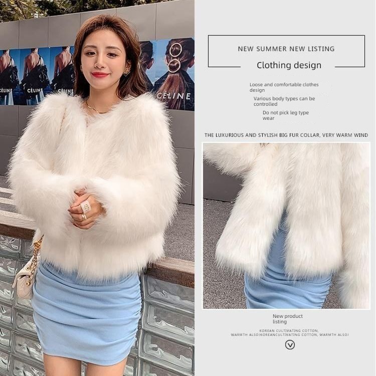2022 Autumn and winter new pattern Imitation Mink hair have cash less than that is registered in the accounts young Korean version Internet celebrity Fox  leather and fur loose coat female early autumn jacket