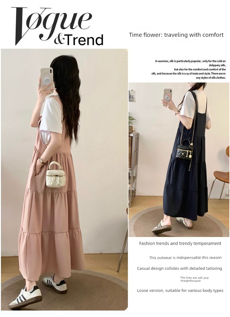 Maternity Summer Dress 2026 New Stylish Fashionable Suspender Dress Summer Cake Dress Two-Piece Set Age-Reducing — 3