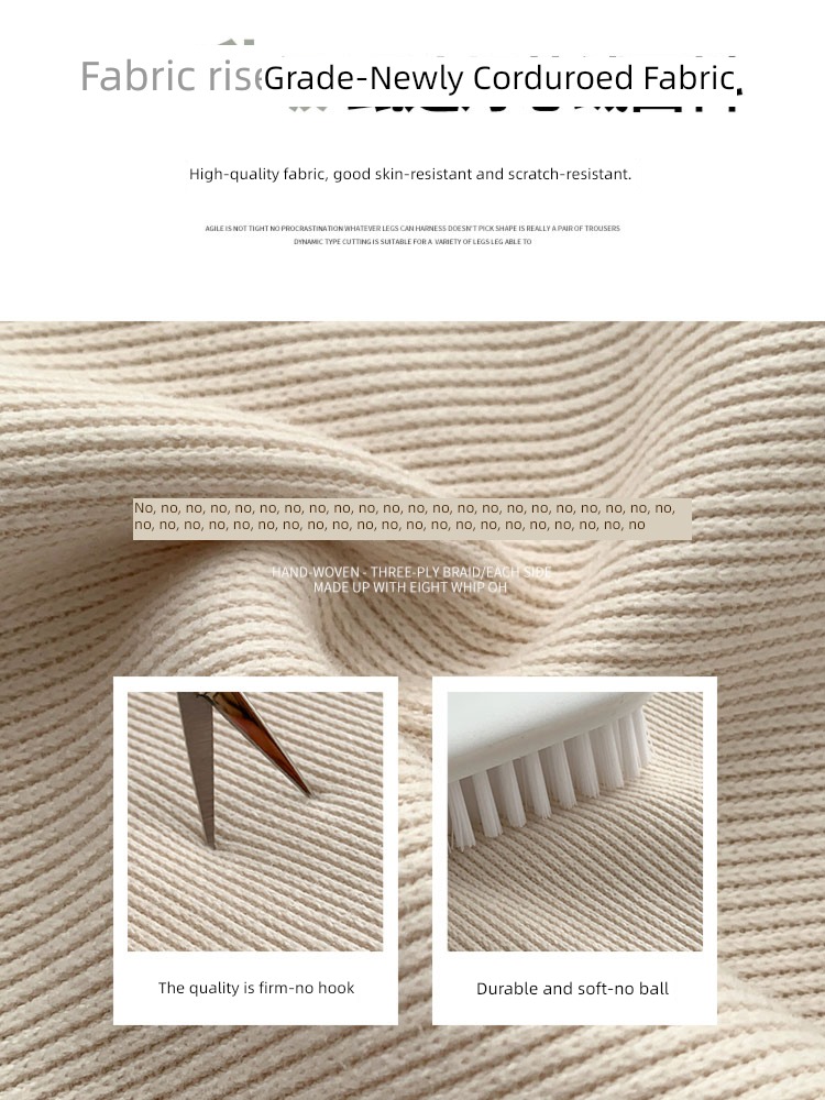 white corduroy Wide leg pants female Autumn and winter 2022 new pattern High waist Sagging sensation easy leisure time Straight cylinder Mopping Plush trousers