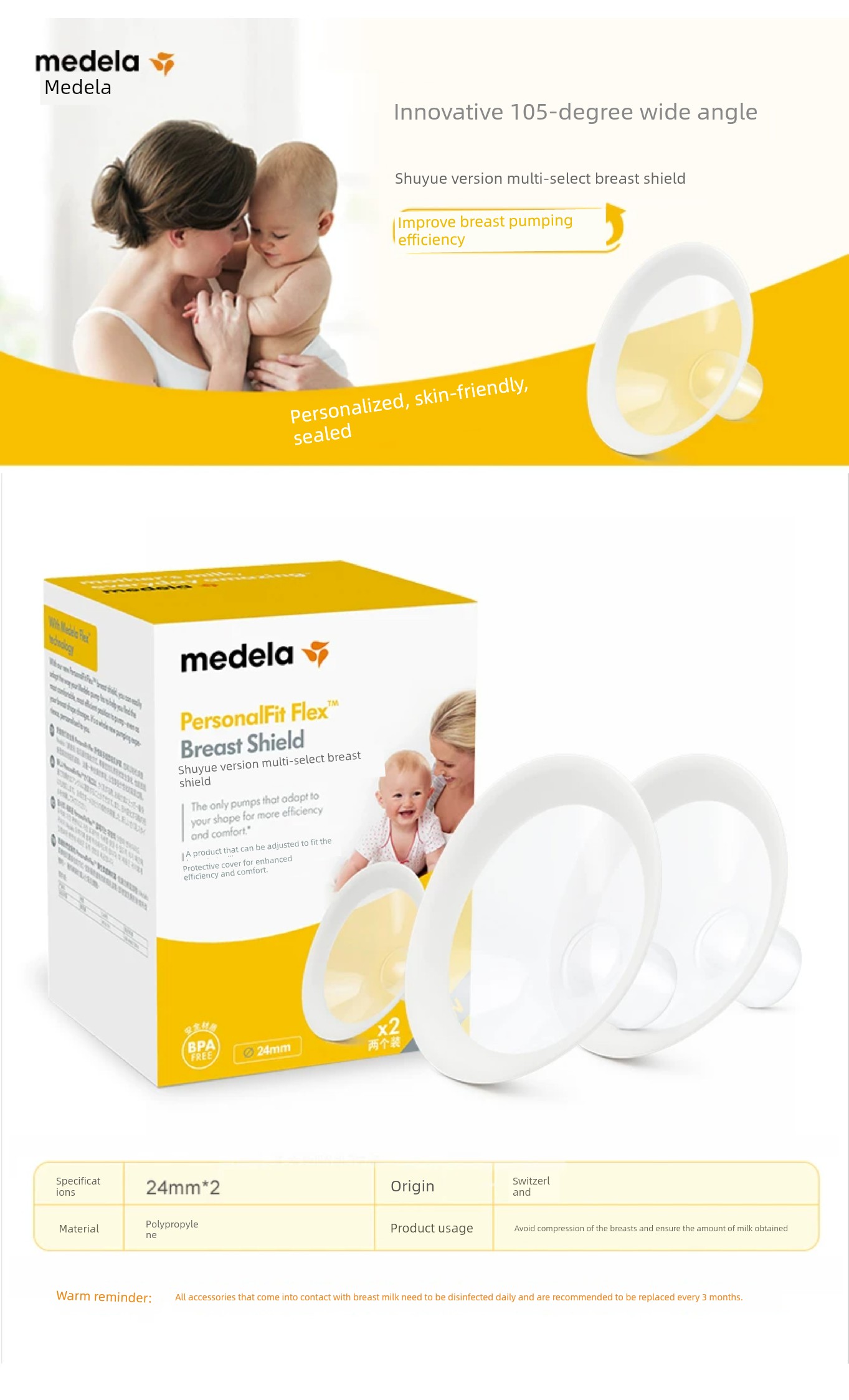 Medele Electric Sweet Cup Breast Pump Fittings — 3