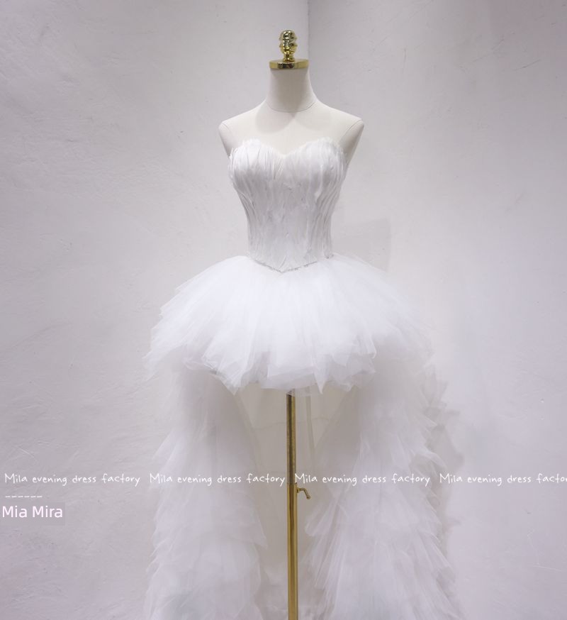 fashion Short front and long back Travel Photography Show party Evening dress