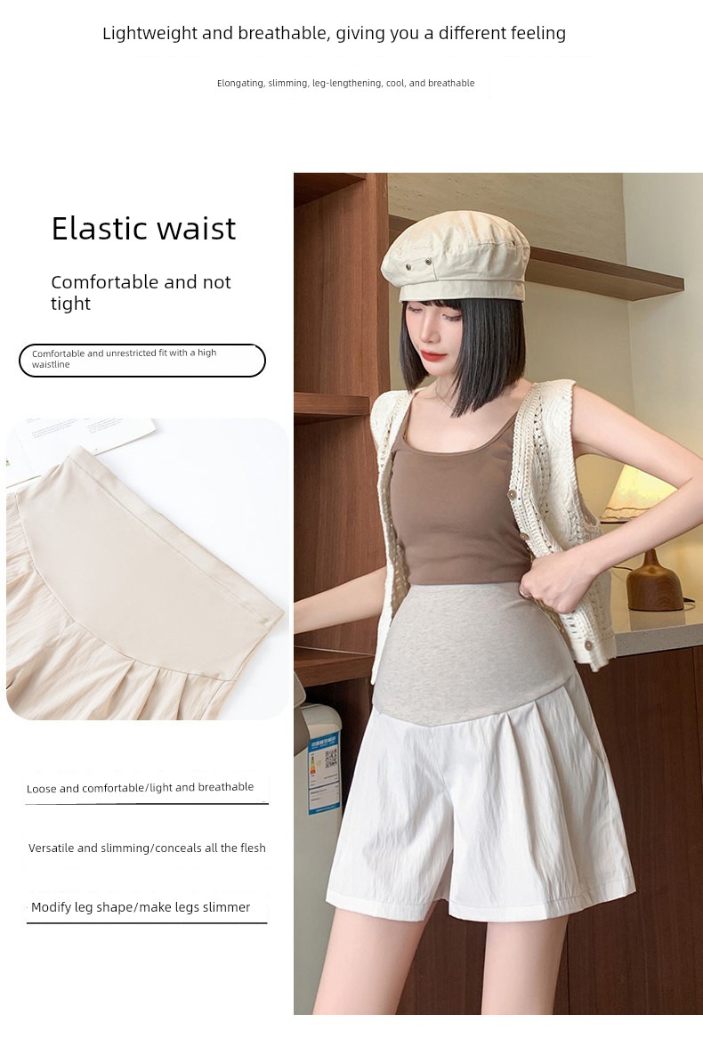 Maternity Shorts for Summer, Thin and Large Size, with Belly Support, Suitable for Pregnant Women, Yamamoto Style, Summer Wear Pants — 12