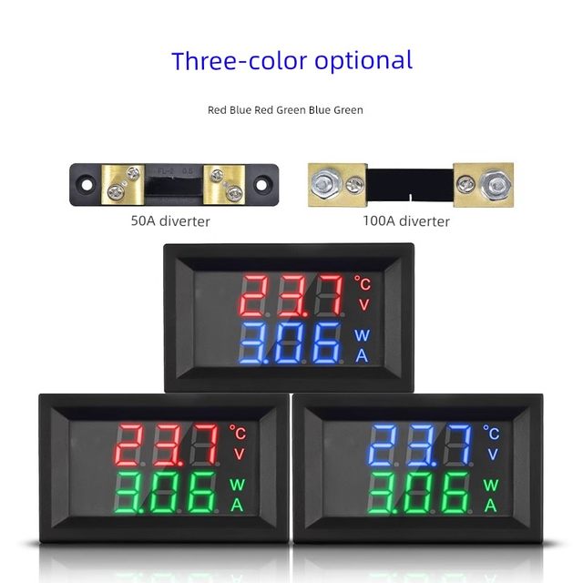 DC0-100V10A/50A/100A直流电压电流功率温度测量仪表三位数显表头