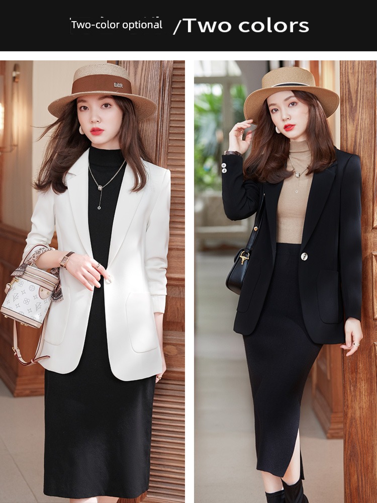 loose coat female leisure time Autumn and winter this year popular white suit