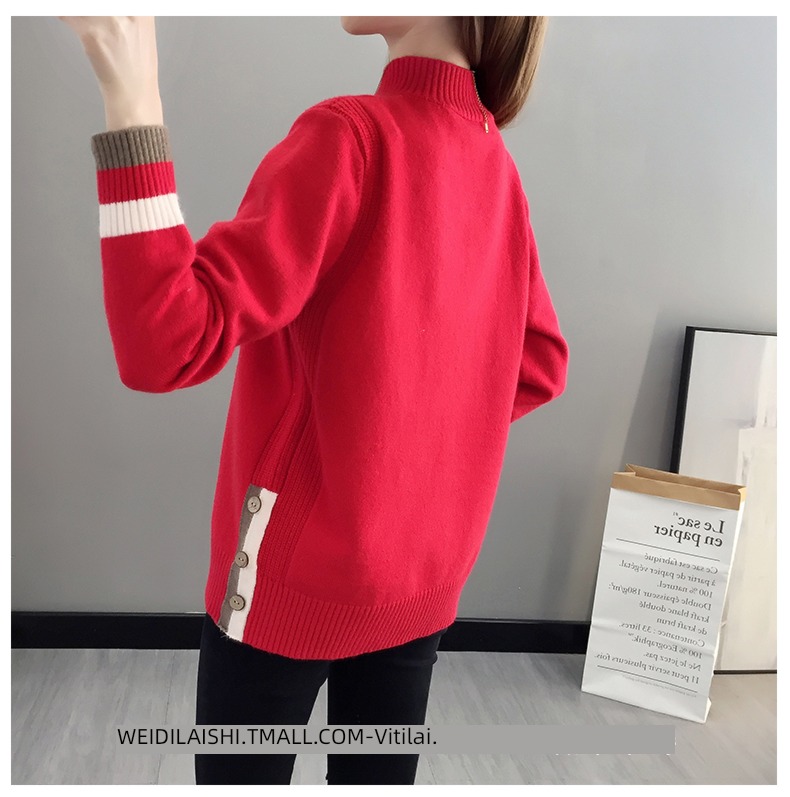 Half high collar easy Plush thickening knitting ma'am sweater