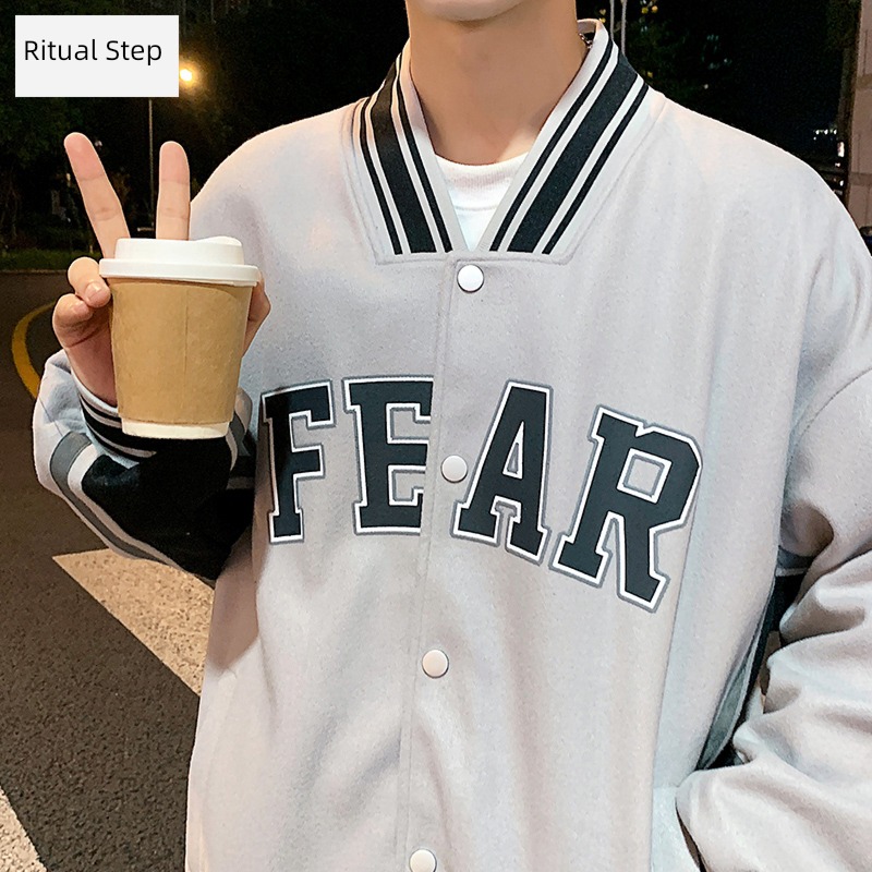 autumn easy Color matching stripe Wool Jacket mlb