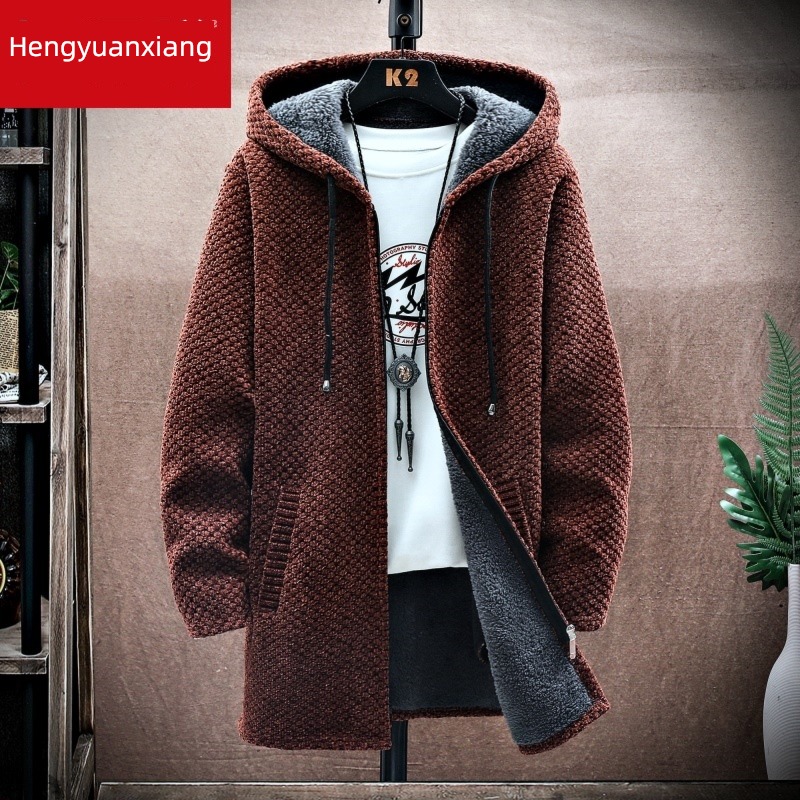 hyz  Plush Medium and long term Hooded sweater Sweater