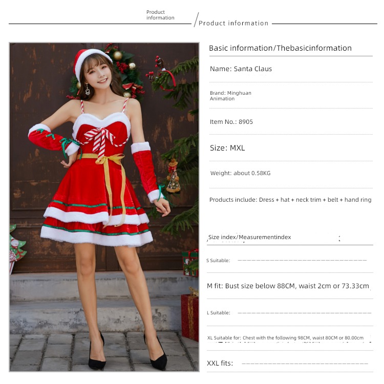 Christmas clothing adult ma'am Clothes & Accessories Christmas Dress festival party Dress up Santa Claus suit Stage outfit