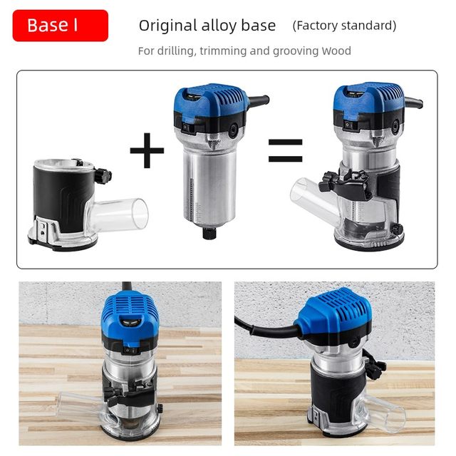 Electric edge trimming machine slotting machine woodworking tool multi-function gong machine engraving complete wood milling base