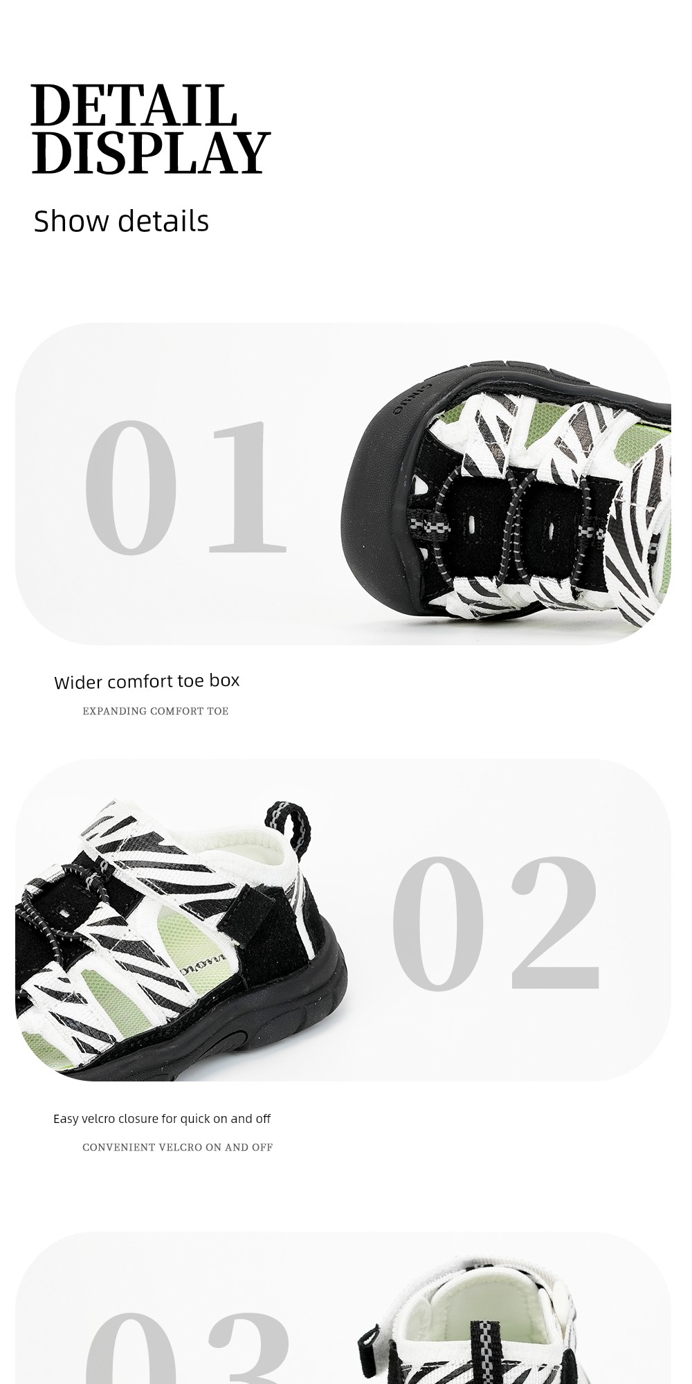 Summer Minority Simple Soft Bottom Closed Toe Zebra Toddler Shoes — 26