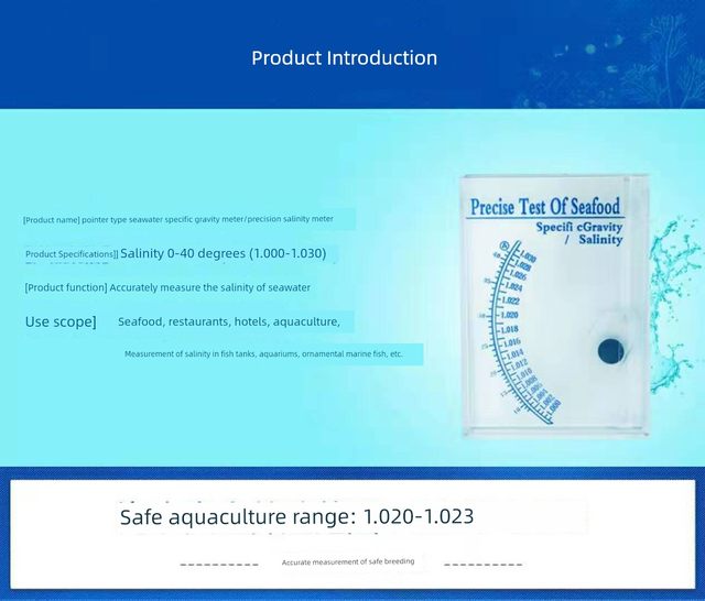 High-precision seawater density meter salinity meter specific gravity meter aquarium test saltiness meter saltiness meter salt measurement meter aquatic meter aquatic measurement
