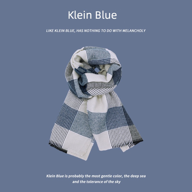 Klein girl student winter Versatile Whitening lattice scarf