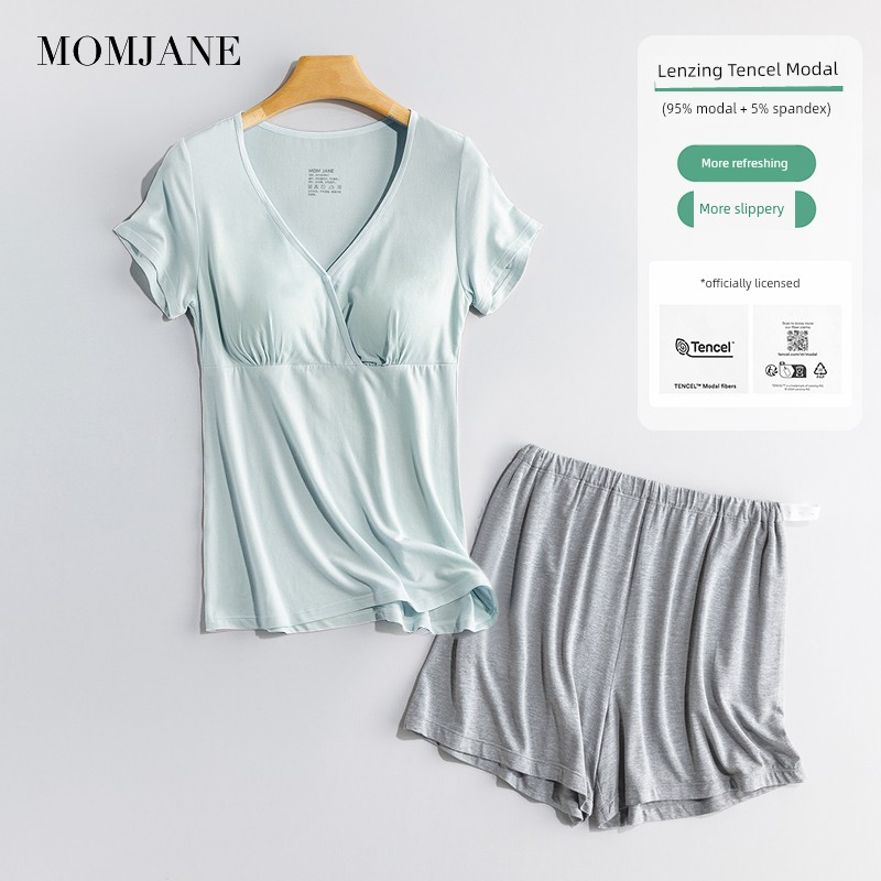 Modal Thin Suit Short Sleeve T-shirt with Chest Pad — 8