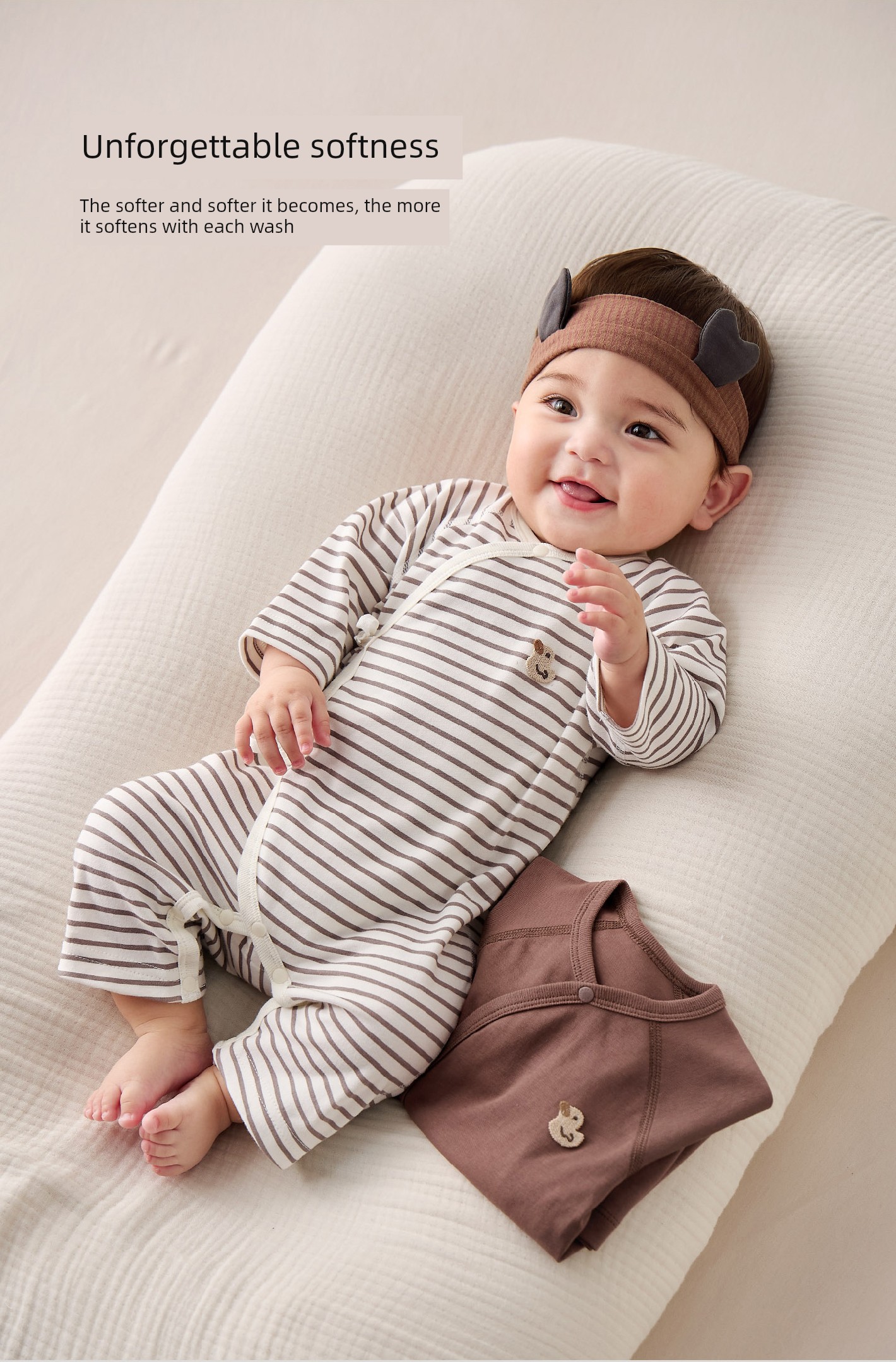 Baby Jumpsuit Autumn Romper Newborn Pure Cotton Pajamas Striped Newborn Baby Clothes 2-Piece Set — 9